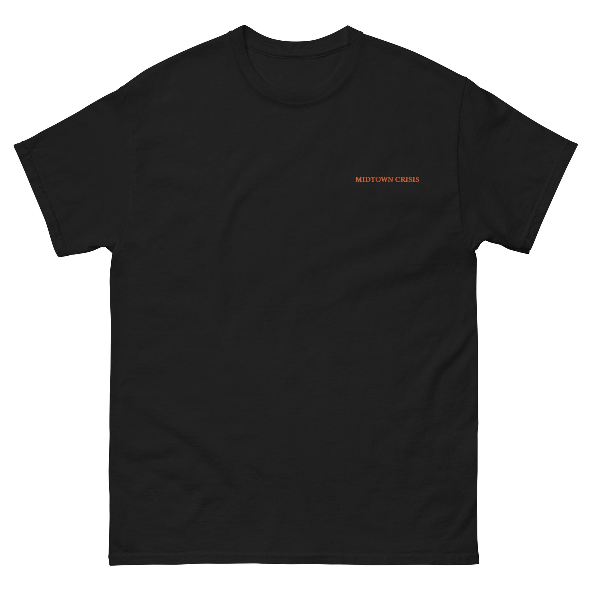 streetwear midtown crisis new york broke as a joke black tshirt embroidered front