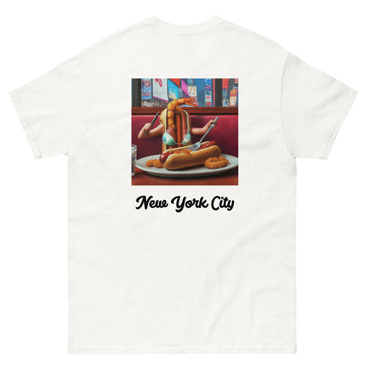 streetwear midtown crisis new york hot dog white tshirt printed back