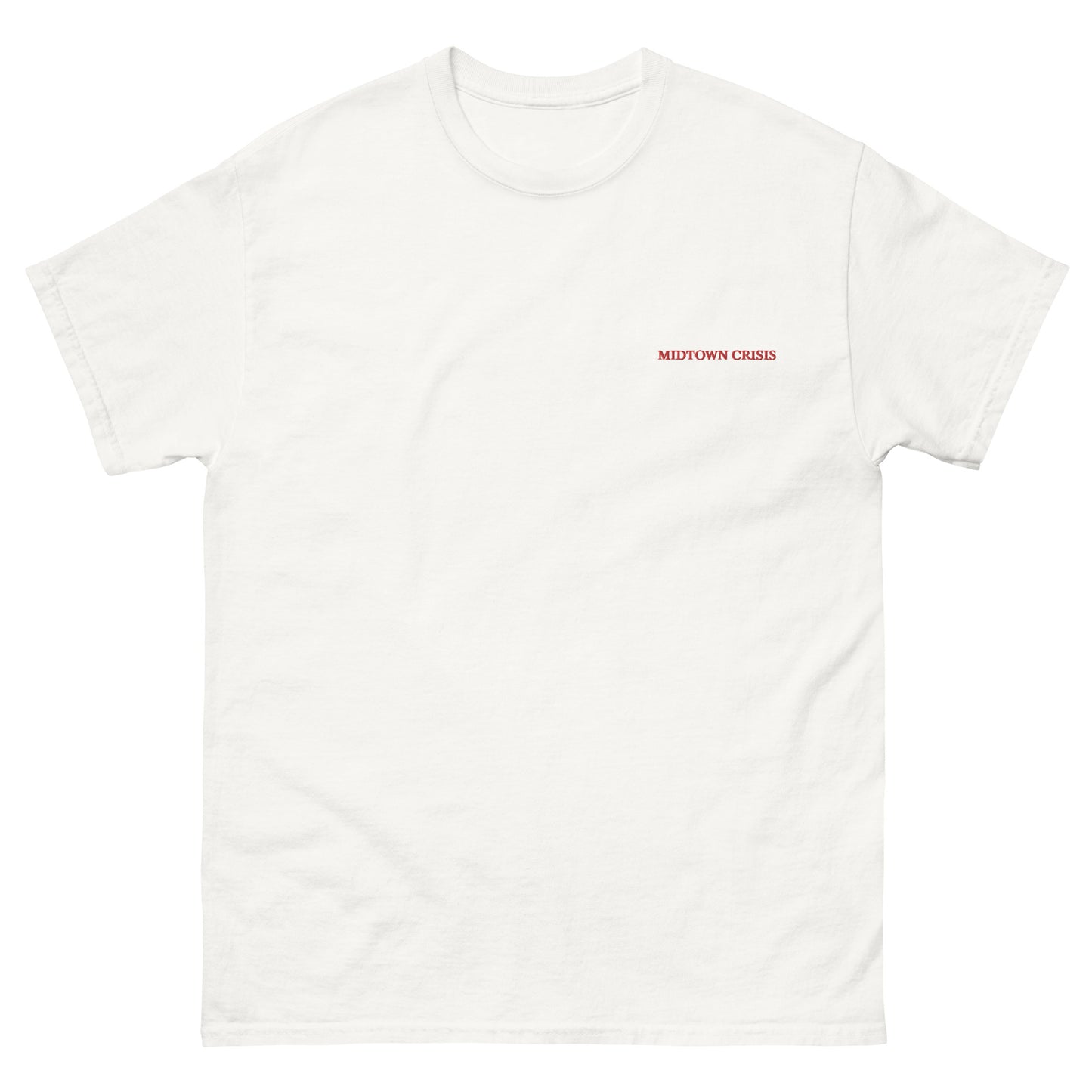 streetwear midtown crisis new york anxiety white tshirt embroidered front