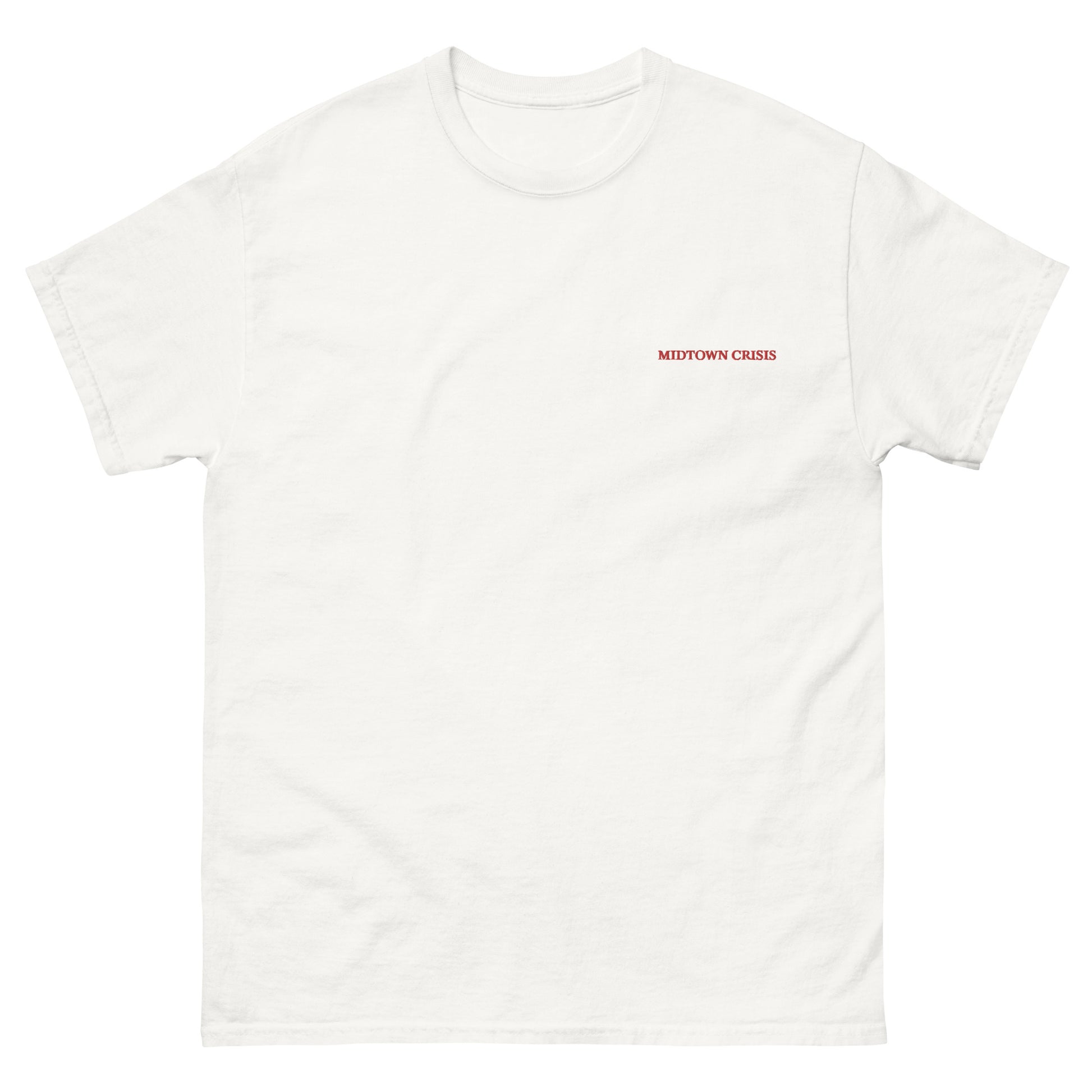 streetwear midtown crisis new york anxiety white tshirt embroidered front